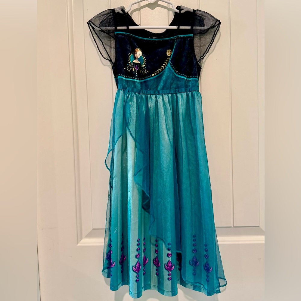 Frozen II Anna Dress Teal & Black w/ Tulle – Size 5T GUC